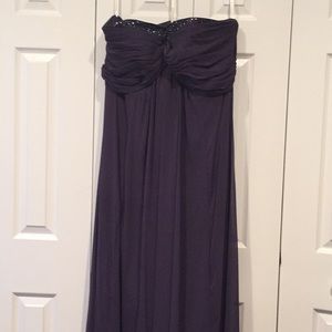 Strapless deep purple formal dress